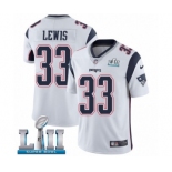 Men's Nike New England Patriots #33 Dion Lewis White Vapor Untouchable Limited Player Super Bowl LII NFL Jersey