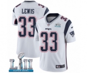 Men's Nike New England Patriots #33 Dion Lewis White Vapor Untouchable Limited Player Super Bowl LII NFL Jersey