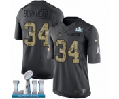 Men's Nike New England Patriots #34 Rex Burkhead Limited Black 2016 Salute to Service Super Bowl LII NFL Jersey