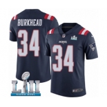 Men's Nike New England Patriots #34 Rex Burkhead Limited Navy Blue Rush Vapor Untouchable Super Bowl LII NFL Jersey