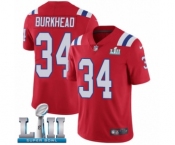 Men's Nike New England Patriots #34 Rex Burkhead Red Alternate Vapor Untouchable Limited Player Super Bowl LII NFL Jersey