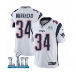 Men's Nike New England Patriots #34 Rex Burkhead White Vapor Untouchable Limited Player Super Bowl LII NFL Jersey