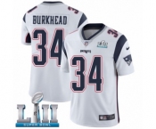 Men's Nike New England Patriots #34 Rex Burkhead White Vapor Untouchable Limited Player Super Bowl LII NFL Jersey