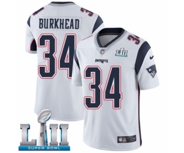 Men's Nike New England Patriots #34 Rex Burkhead White Vapor Untouchable Limited Player Super Bowl LII NFL Jersey