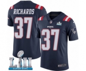 Men's Nike New England Patriots #37 Jordan Richards Limited Navy Blue Rush Vapor Untouchable Super Bowl LII NFL Jersey