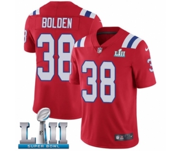 Men's Nike New England Patriots #38 Brandon Bolden Red Alternate Vapor Untouchable Limited Player Super Bowl LII NFL Jersey