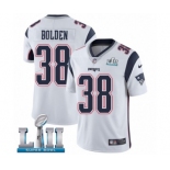 Men's Nike New England Patriots #38 Brandon Bolden White Vapor Untouchable Limited Player Super Bowl LII NFL Jersey