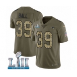 Men's Nike New England Patriots #39 Montee Ball Limited Olive Camo 2017 Salute to Service Super Bowl LII NFL Jersey