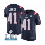 Men's Nike New England Patriots #41 Cyrus Jones Limited Navy Blue Rush Vapor Untouchable Super Bowl LII NFL Jersey