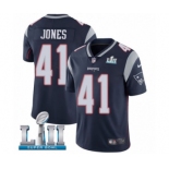 Men's Nike New England Patriots #41 Cyrus Jones Navy Blue Team Color Vapor Untouchable Limited Player Super Bowl LII NFL Jersey