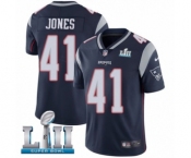 Men's Nike New England Patriots #41 Cyrus Jones Navy Blue Team Color Vapor Untouchable Limited Player Super Bowl LII NFL Jersey