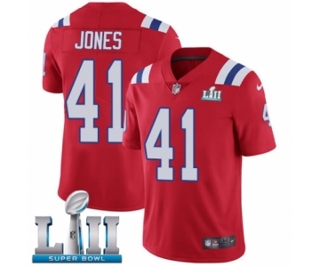 Men's Nike New England Patriots #41 Cyrus Jones Red Alternate Vapor Untouchable Limited Player Super Bowl LII NFL Jersey