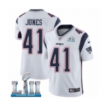 Men's Nike New England Patriots #41 Cyrus Jones White Vapor Untouchable Limited Player Super Bowl LII NFL Jersey