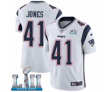 Men's Nike New England Patriots #41 Cyrus Jones White Vapor Untouchable Limited Player Super Bowl LII NFL Jersey