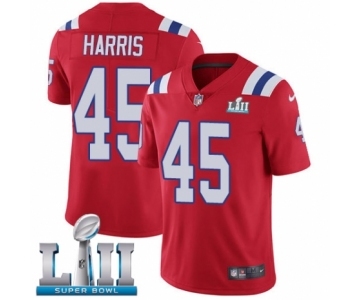 Men's Nike New England Patriots #45 David Harris Red Alternate Vapor Untouchable Limited Player Super Bowl LII NFL Jersey