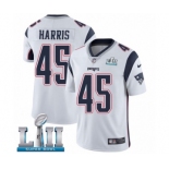 Men's Nike New England Patriots #45 David Harris White Vapor Untouchable Limited Player Super Bowl LII NFL Jersey