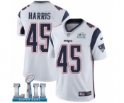 Men's Nike New England Patriots #45 David Harris White Vapor Untouchable Limited Player Super Bowl LII NFL Jersey