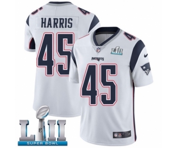 Men's Nike New England Patriots #45 David Harris White Vapor Untouchable Limited Player Super Bowl LII NFL Jersey