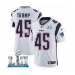 Men's Nike New England Patriots #45 Donald Trump White Vapor Untouchable Limited Player Super Bowl LII NFL Jersey