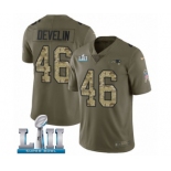 Men's Nike New England Patriots #46 James Develin Limited Olive-Camo 2017 Salute to Service Super Bowl LII NFL Jersey