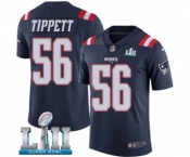 Men's Nike New England Patriots #56 Andre Tippett Limited Navy Blue Rush Vapor Untouchable Super Bowl LII NFL Jersey