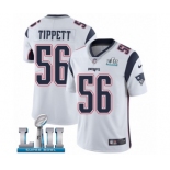 Men's Nike New England Patriots #56 Andre Tippett White Vapor Untouchable Limited Player Super Bowl LII NFL Jersey