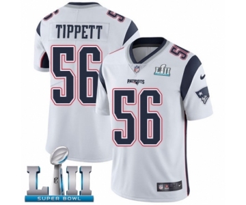 Men's Nike New England Patriots #56 Andre Tippett White Vapor Untouchable Limited Player Super Bowl LII NFL Jersey