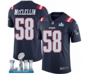 Men's Nike New England Patriots #58 Shea McClellin Limited Navy Blue Rush Vapor Untouchable Super Bowl LII NFL Jersey