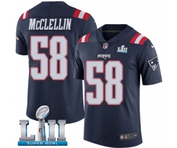 Men's Nike New England Patriots #58 Shea McClellin Limited Navy Blue Rush Vapor Untouchable Super Bowl LII NFL Jersey