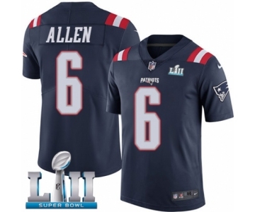 Men's Nike New England Patriots #6 Ryan Allen Limited Navy Blue Rush Vapor Untouchable Super Bowl LII NFL Jersey