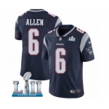 Men's Nike New England Patriots #6 Ryan Allen Navy Blue Team Color Vapor Untouchable Limited Player Super Bowl LII NFL Jersey