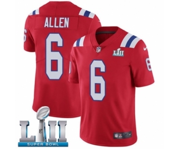 Men's Nike New England Patriots #6 Ryan Allen Red Alternate Vapor Untouchable Limited Player Super Bowl LII NFL Jersey