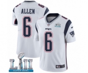 Men's Nike New England Patriots #6 Ryan Allen White Vapor Untouchable Limited Player Super Bowl LII NFL Jersey