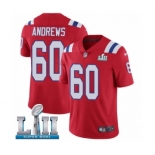 Men's Nike New England Patriots #60 David Andrews Red Alternate Vapor Untouchable Limited Player Super Bowl LII NFL Jersey