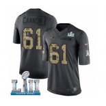 Men's Nike New England Patriots #61 Marcus Cannon Limited Black 2016 Salute to Service Super Bowl LII NFL Jersey