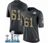 Men's Nike New England Patriots #61 Marcus Cannon Limited Black 2016 Salute to Service Super Bowl LII NFL Jersey