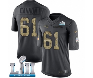 Men's Nike New England Patriots #61 Marcus Cannon Limited Black 2016 Salute to Service Super Bowl LII NFL Jersey