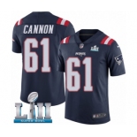 Men's Nike New England Patriots #61 Marcus Cannon Limited Navy Blue Rush Vapor Untouchable Super Bowl LII NFL Jersey