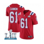 Men's Nike New England Patriots #61 Marcus Cannon Red Alternate Vapor Untouchable Limited Player Super Bowl LII NFL Jersey