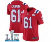 Men's Nike New England Patriots #61 Marcus Cannon Red Alternate Vapor Untouchable Limited Player Super Bowl LII NFL Jersey