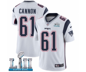 Men's Nike New England Patriots #61 Marcus Cannon White Vapor Untouchable Limited Player Super Bowl LII NFL Jersey