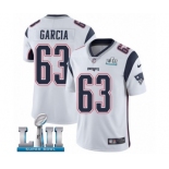 Men's Nike New England Patriots #63 Antonio Garcia White Vapor Untouchable Limited Player Super Bowl LII NFL Jersey