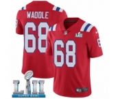 Men's Nike New England Patriots #68 LaAdrian Waddle Red Alternate Vapor Untouchable Limited Player Super Bowl LII NFL Jersey