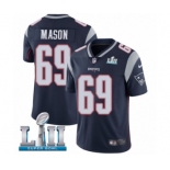 Men's Nike New England Patriots #69 Shaq Mason Navy Blue Team Color Vapor Untouchable Limited Player Super Bowl LII NFL Jersey