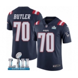 Men's Nike New England Patriots #70 Adam Butler Limited Navy Blue Rush Vapor Untouchable Super Bowl LII NFL Jersey