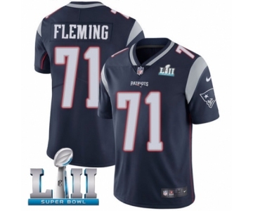 Men's Nike New England Patriots #71 Cameron Fleming Navy Blue Team Color Vapor Untouchable Limited Player Super Bowl LII NFL Jersey