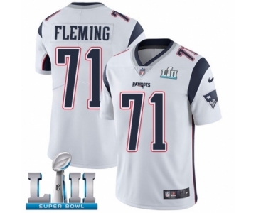 Men's Nike New England Patriots #71 Cameron Fleming White Vapor Untouchable Limited Player Super Bowl LII NFL Jersey