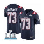 Men's Nike New England Patriots #73 John Hannah Limited Navy Blue Rush Vapor Untouchable Super Bowl LII NFL Jersey