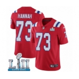 Men's Nike New England Patriots #73 John Hannah Red Alternate Vapor Untouchable Limited Player Super Bowl LII NFL Jersey