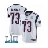 Men's Nike New England Patriots #73 John Hannah White Vapor Untouchable Limited Player Super Bowl LII NFL Jersey